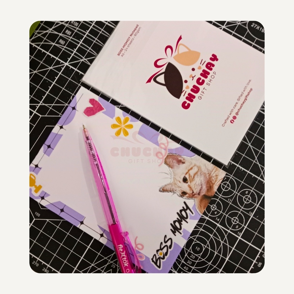 Notepad • Boss Momoy A6 Notepad with Matte Photo Paper Back Card